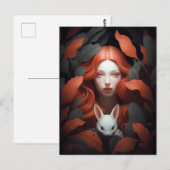 Mooi roodharig meisje met een konijn briefkaart (Voorkant / Achterkant)