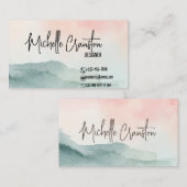 Mooi Roos Blush en Groene Waterverf Visitekaartje (Voorkant / Achterkant)