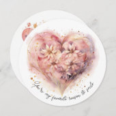 Mooi Roos gekleurd Waterverf hart Feestdagenkaart (Voorkant / Achterkant)