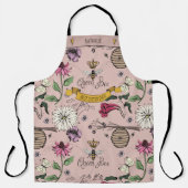 Mooi Roos Goud en Zwart Queen Bee & Foliage Schort (Voorkant)