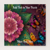 Mooi roze bloem en vlinders ontwerp legpuzzel (Verticaal)