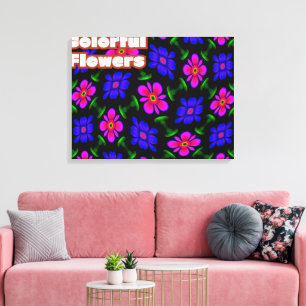 Mooi roze bloemen patroon canvas afdruk
