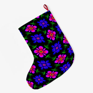 Mooi roze bloemen patroon grote kerstsok