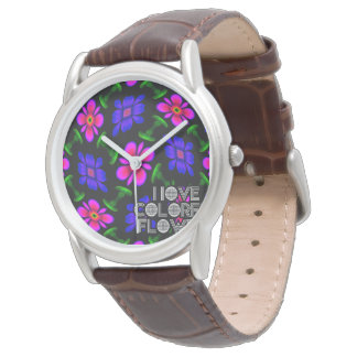 Mooi roze bloemen patroon horloge