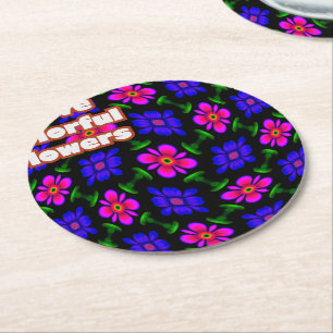 Mooi roze bloemen patroon ronde kartonnen onderzetter