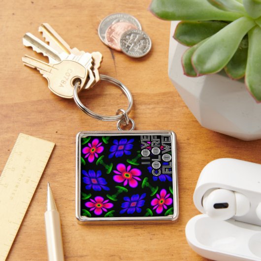 Mooi roze bloemen patroon sleutelhanger (Bureau)