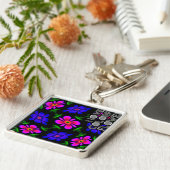Mooi roze bloemen patroon sleutelhanger (Zijkant)