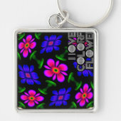 Mooi roze bloemen patroon sleutelhanger (Voorkant)