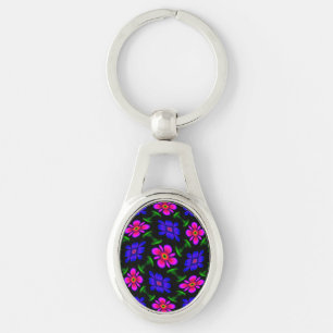 Mooi roze bloemen patroon sleutelhanger