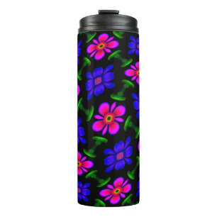 Mooi roze bloemen patroon thermosbeker