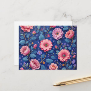 Mooi roze bloemenpatroon briefkaart