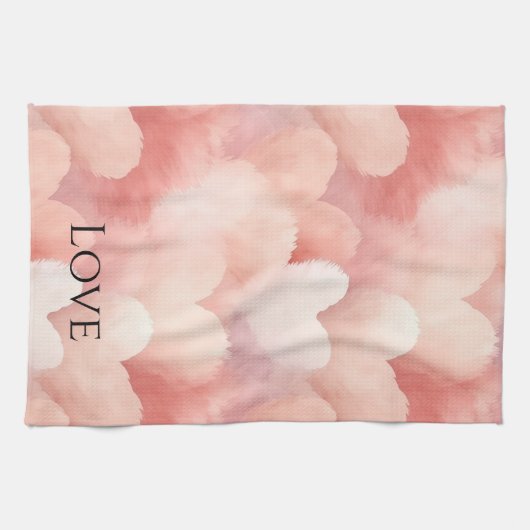 Mooi Roze Blos Hartjes Liefde Theedoek (Horizontaal)