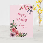 Mooi roze en lavendel Moederdag kaart (Gele Bloem)