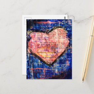 Mooi Roze Hart Op Blauwe Mixed Media Collage Briefkaart