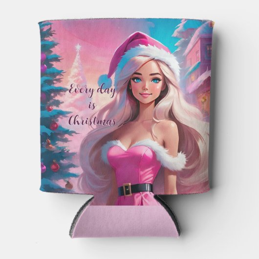 Mooi Roze Kerstmis Meisje 01 Blikjeskoeler (Voorkant)