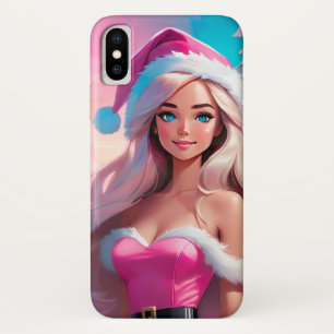 Mooi Roze Kerstmis Meisje 01 iPhone X Hoesje