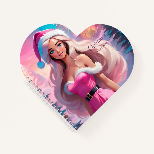 Mooi Roze Kerstmis Meisje 01 Notitieboek (Voorkant)