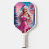 Mooi Roze Kerstmis Meisje 01 Pickleball Paddle (Achterkant)
