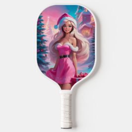Mooi Roze Kerstmis Meisje 01 Pickleball Paddle