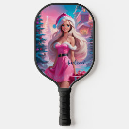 Mooi Roze Kerstmis Meisje 01 Pickleball Paddle