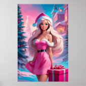 Mooi Roze Kerstmis Meisje 01 Poster (Voorkant)