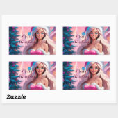 Mooi Roze Kerstmis Meisje 01 Rechthoekige Sticker (Vel)