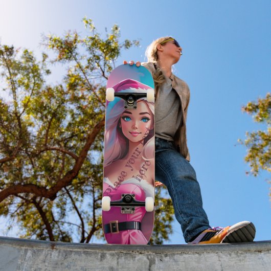 Mooi Roze Kerstmis Meisje 01 Skateboard (Buiten 1)
