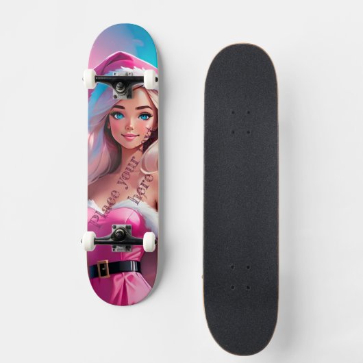 Mooi Roze Kerstmis Meisje 01 Skateboard (Voorkant)