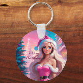 Mooi Roze Kerstmis Meisje 01 Sleutelhanger (Voorkant)