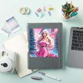 Mooi Roze Kerstmis Meisje 01 Sticker (iPad Cover)