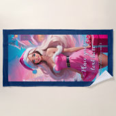 Mooi Roze Kerstmis Meisje 01 Strandlaken (Voorkant)