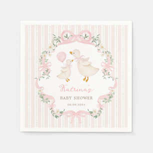 Mooi Roze Strik Dwaze Gans Meisje Baby Shower Servet