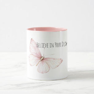 Mooi Roze Vlinder Geloof in Dromen Mok