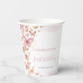 Mooi Roze Vlinders 1e 2e Zoete 16 Verjaardag Papieren Bekers (Voorkant)