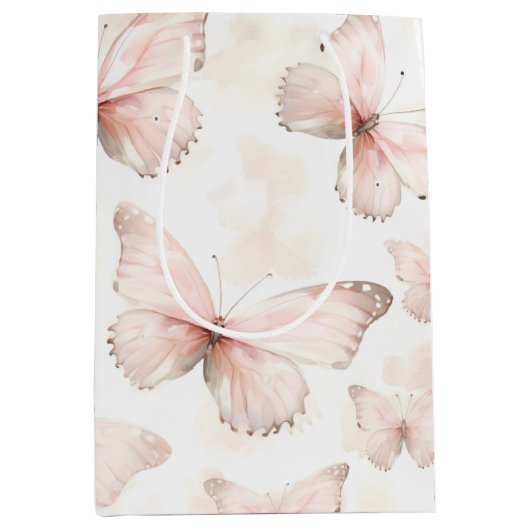 Mooi Roze Vlinders Verjaardag Medium Cadeauzakje (Voorkant)