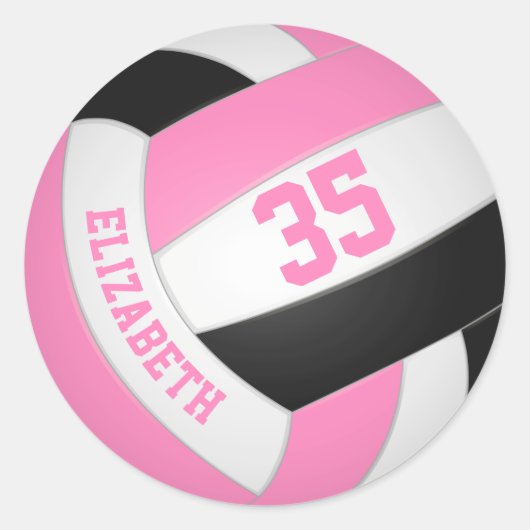 mooi roze volleybal op maat ronde sticker (Voorkant)