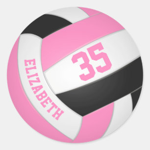mooi roze volleybal op maat ronde sticker