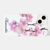 Mooi roze waterverf kersenbloesems script Case-Mate iPhone case (Achterkant (horizontaal))