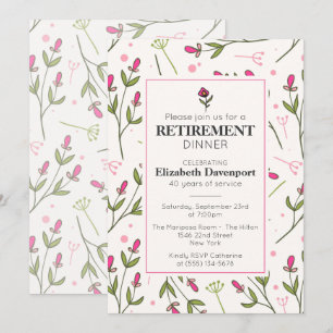 Mooi Roze Wilde Bloemen Pensioen Dinner Kaart