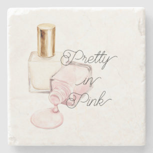 Mooi roze witte nagellak stenen onderzetter