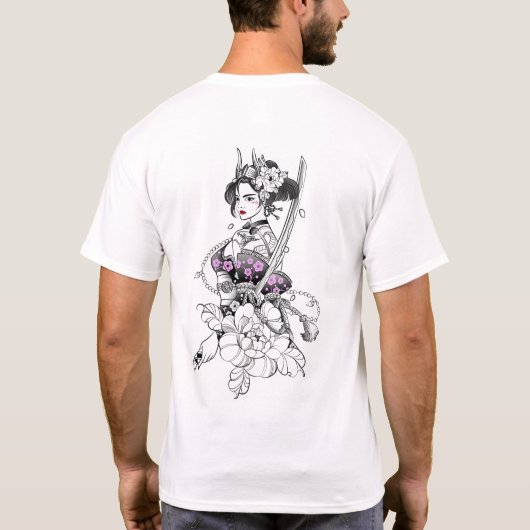 "Mooi Samurai Geisha met Katana" T-shirt (Achterkant)