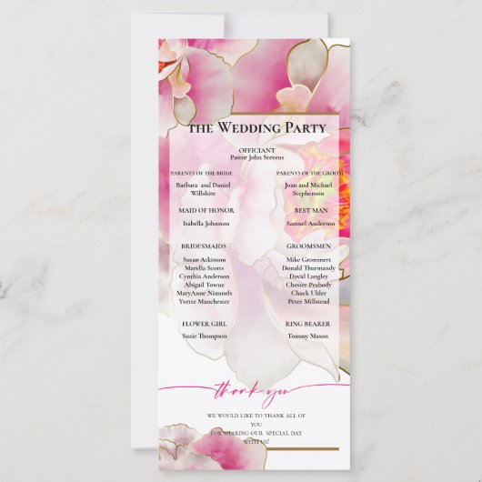 Mooi Scarlet Pioen Bloemen Trouwprogramma (Achterkant)