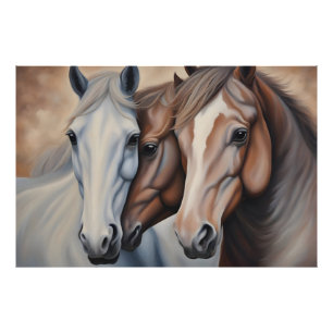 Mooi schilderij van paarden foto afdruk