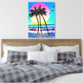 Mooi schilderij van zonsondergang op het strand canvas afdruk (Insitu (Slaapkamer))