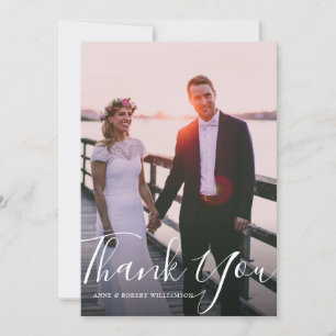 mooi script bruiloft bedankt fotokaart