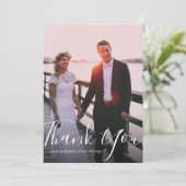 mooi script bruiloft bedankt fotokaart (Staand voorkant)