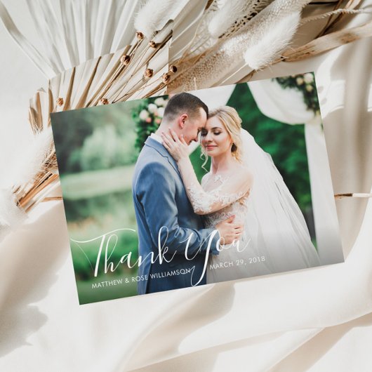 mooi script bruiloft bedankt fotokaart briefkaart