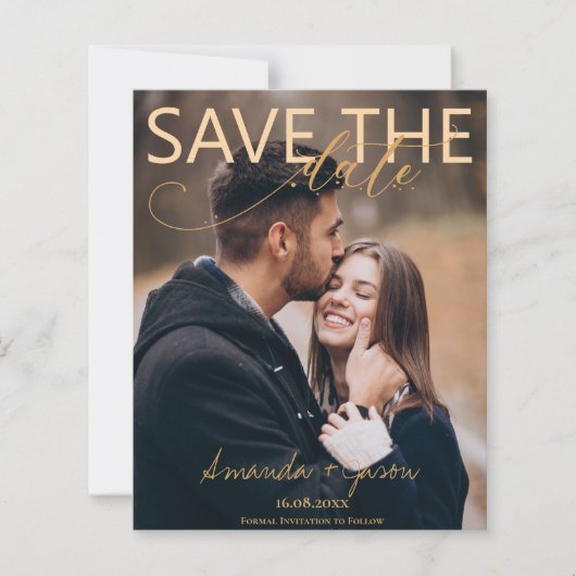 Mooi Script Foto Bruiloft Save The Date (Voorkant)