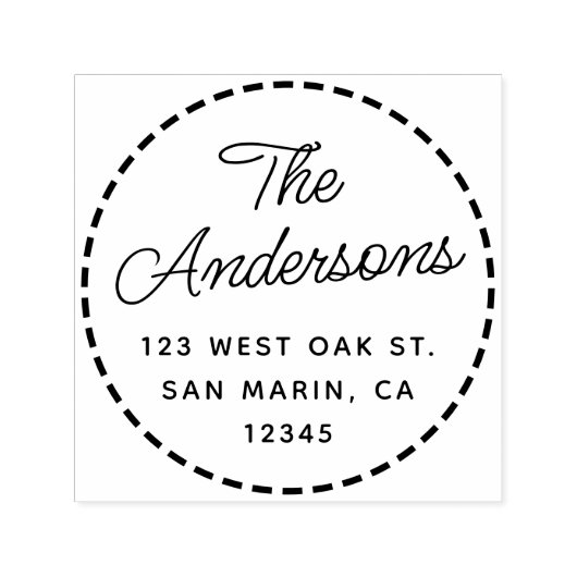 Mooi script + gestikt rond retour adres  zelfinktende stempel (Design)