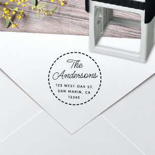 Mooi script + gestikt rond retour adres zelfinktende stempel